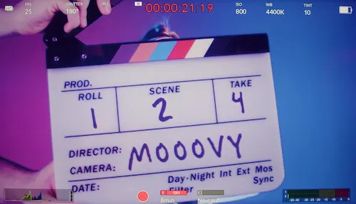 Clap de tournage Mooovy studio motion design Belgique