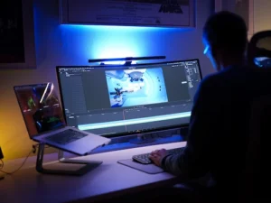 Yves Larivierre motion designer Belgique travaille sur un projet d'animation dans son home studio
